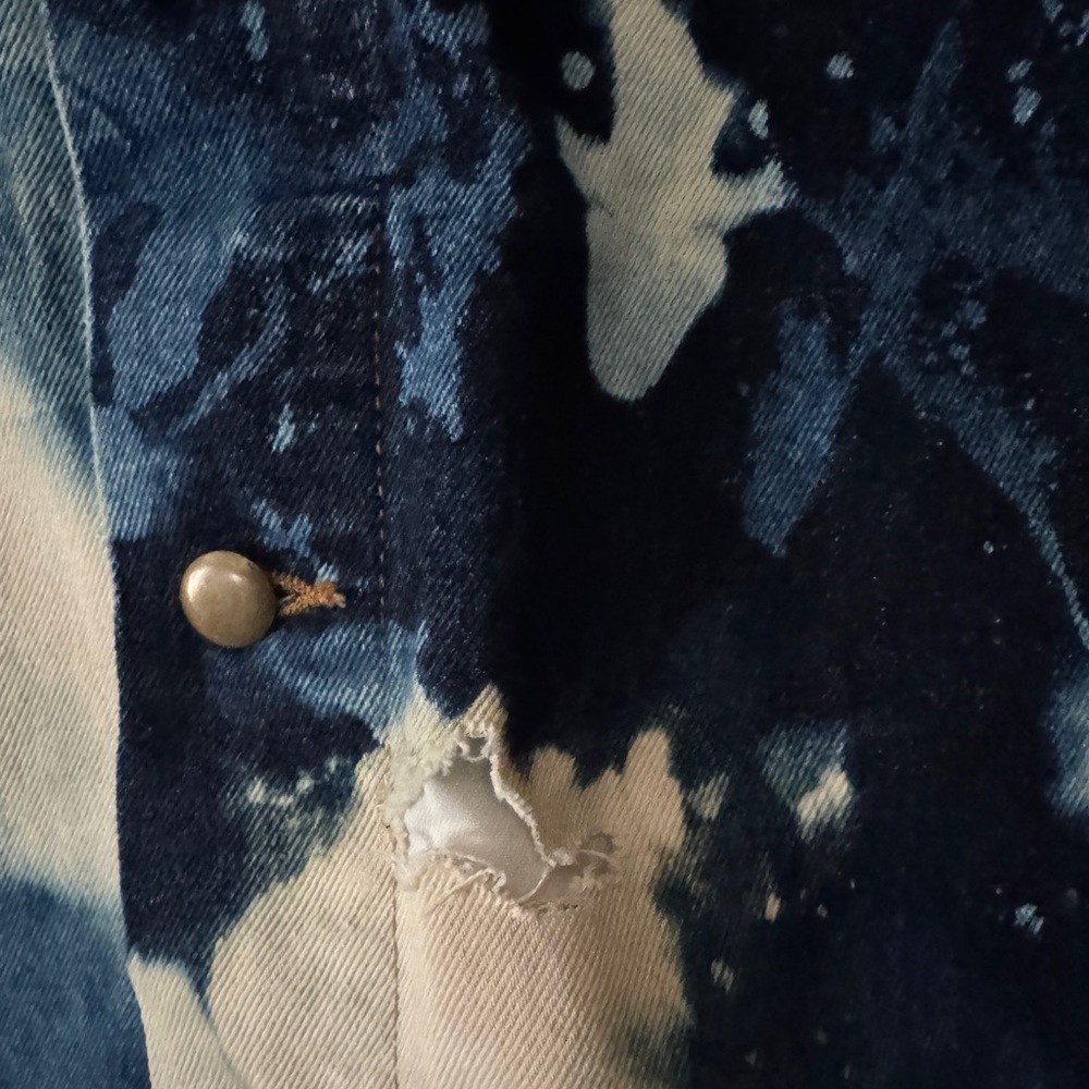 Distressed Tie-Dye Denim Jacket Artisan Made Unique - Picture 5 of 16